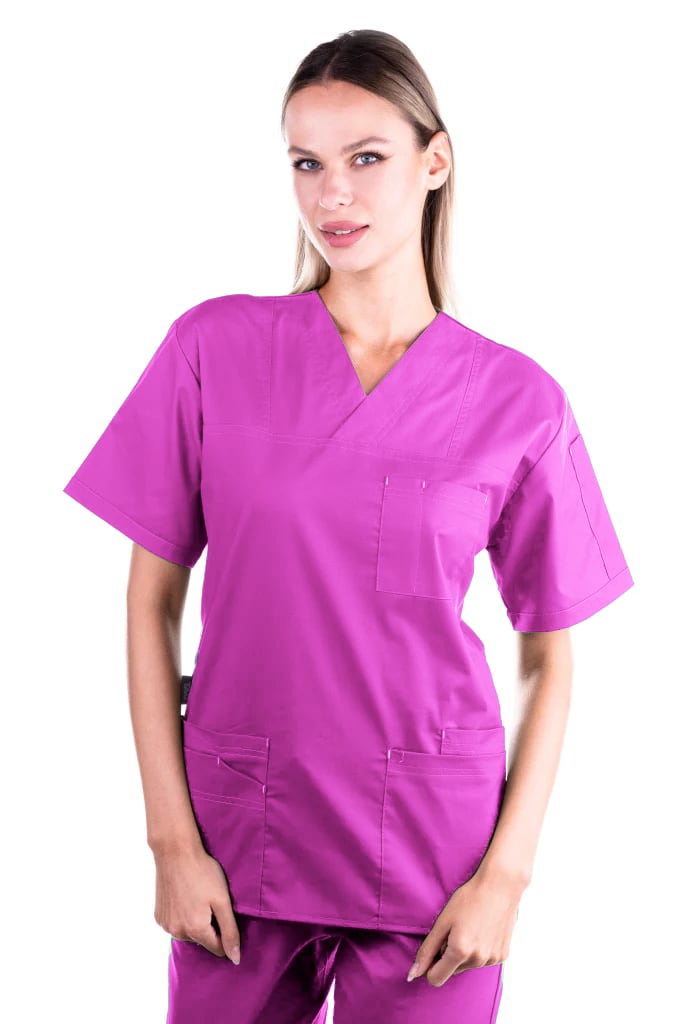 Bluza medicala de dama TAG Premium Cotton Stretch, Culoare Mov