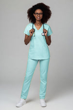 Încărcați imaginea în vizualizatorul Galerie, Costum Medical Premium TAG Ambra | Uniforma Medicala Feminina Cotton Stretch | Fistic