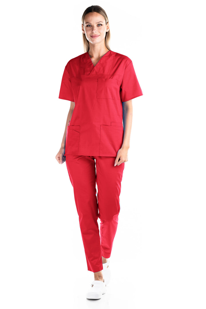Uniforma medicala - Costum medical TAG Premium Cotton Stretch unisex - Red
