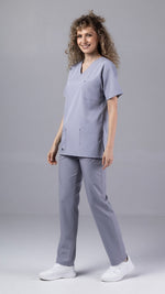 Încărcați imaginea în vizualizatorul Galerie, Costum Medical Premium TAG Stellar | Uniforma Medicala Unisex Poly Spandex | Argintiu