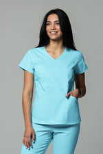 Încărcați imaginea în vizualizatorul Galerie, Costum Medical Premium TAG Ambra | Uniforma Medicala Feminina Cotton Stretch | Aqua