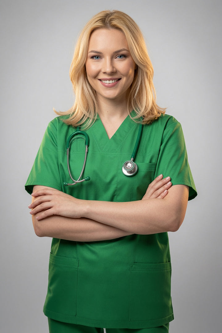 Costum Medical TAG ClassIQ | Uniforma Medicala Unisex Bumbac-Poliester | Verde Spital