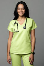 Încărcați imaginea în vizualizatorul Galerie, Costum Medical Premium TAG Ambra | Uniforma Medicala Feminina Cotton Stretch | Green Apple