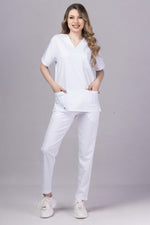 Încărcați imaginea în vizualizatorul Galerie, Costum Medical Premium TAG Stellar | Uniforma Medicala Unisex Poly Spandex | Alb