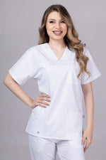 Încărcați imaginea în vizualizatorul Galerie, Costum Medical Premium TAG Stellar | Uniforma Medicala Unisex Poly Spandex | Alb
