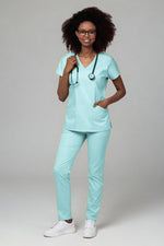 Încărcați imaginea în vizualizatorul Galerie, Costum Medical Premium TAG Ambra | Uniforma Medicala Feminina Cotton Stretch | Fistic
