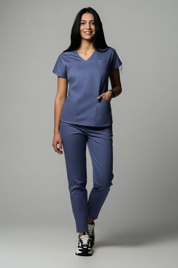 Costum Medical Premium TAG Ambra | Uniforma Medicala Feminina Cotton Stretch | Gri Petrol
