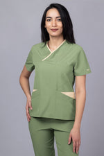 Încărcați imaginea în vizualizatorul Galerie, Costum Medical Premium de dama TAG Onyx | Uniforma Medicala Poly Spandex | Kaki cu paspoal Bej