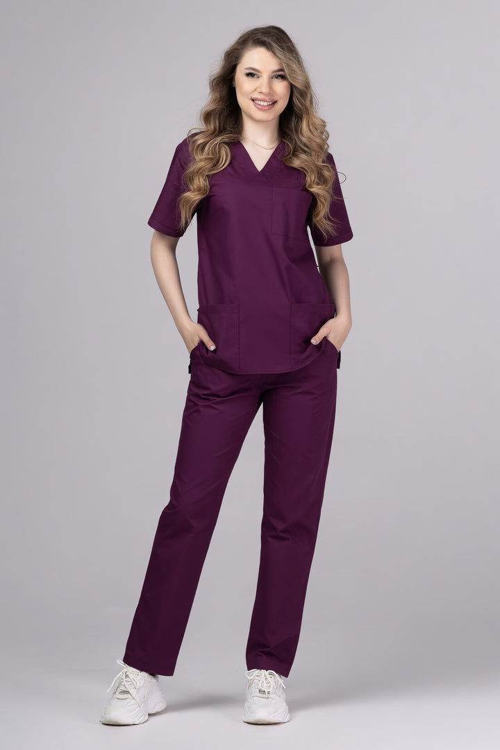 Costum Medical TAG ClassIQ | Uniforma Medicala Unisex Bumbac-Poliester | Rubin