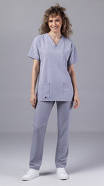Încărcați imaginea în vizualizatorul Galerie, Costum Medical Premium TAG Stellar | Uniforma Medicala Unisex Poly Spandex | Argintiu