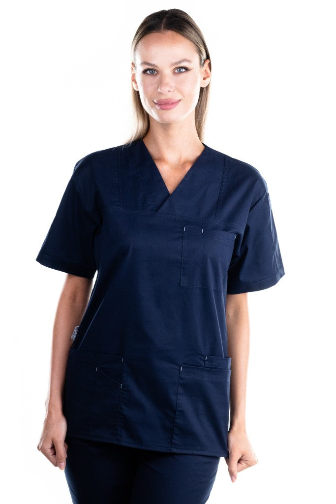Bluza medicala de dama TAG Premium Cotton Stretch, Culoare Bleumarin