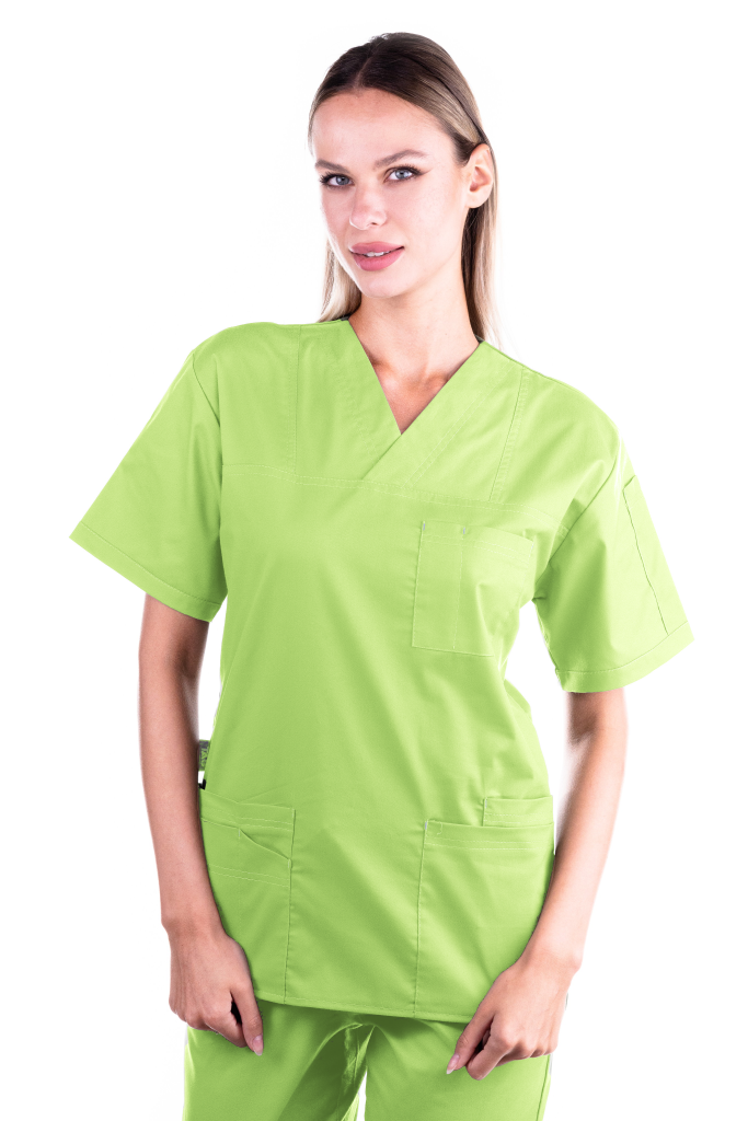 Bluza medicala de dama TAG Premium Cotton Stretch, Culoare Green Apple